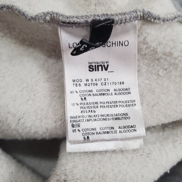 Moschino Vintage Y2K Grey Sweatshirt Dress Fleece Lined Logo Heart Sequin size 2 - Picture 11 of 12